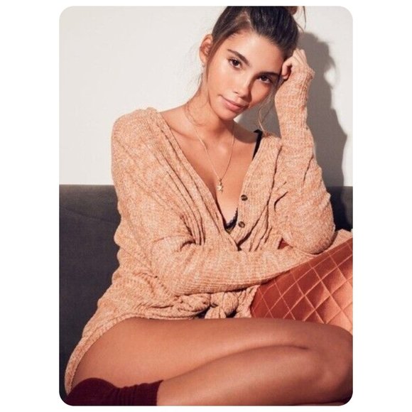 !! Out From Under Urban Outfitters Orange Jojo Waffle Knit Oversized - Picture 2 of 8